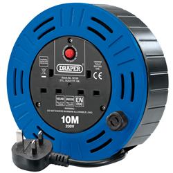 Draper 02126 ⣜R1010D) - 230V Twin Socket Cable Reel ⠐M)