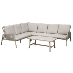 Dellonda DG57 - Dellonda Fusion 4 Piece Outdoor Garden Corner Sofa & Coffee Table Set, Aluminium