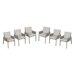 Dellonda DG49 - Dellonda Fusion Garden/Patio Dining Chair with Armrests, Set of 6, Light Grey - DG49