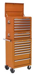 Sealey APSTACKTO - Topchest, Mid-Box & Rollcab Combination 14 Drawer with Ball Bearing Slides - Orange